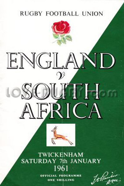 1961 England v South Africa  Rugby Programme